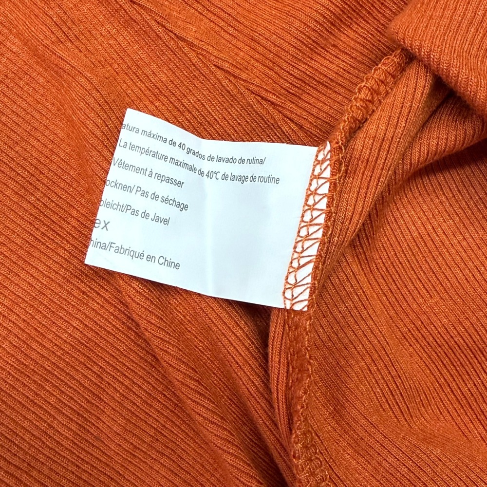 Womens Burnt Orange Ribbed Long Sleeve Henley Top XL HF-000034 - Picture 10 of 11